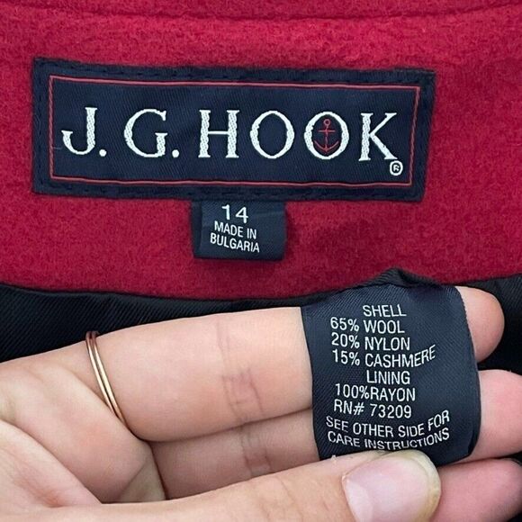 Vintage 90s Womens Cherry Red Wool Cashmere Single Breasted Oversized Blazer - Picture 10 of 11